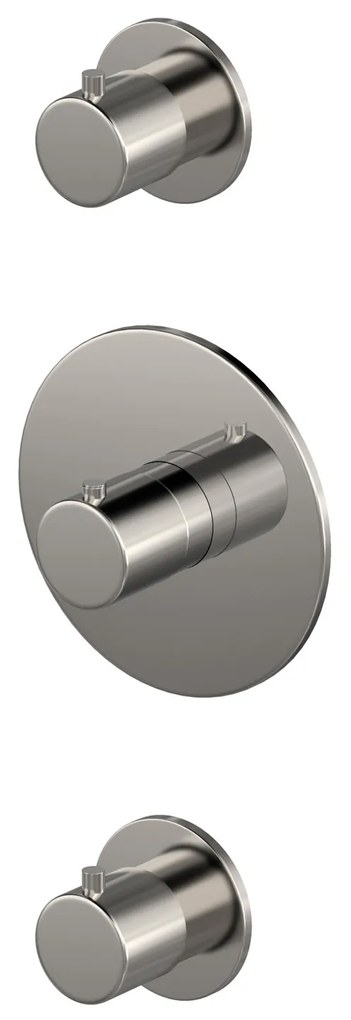 Hotbath Cobber afbouwdeel thermostaat met 2 stopkranen geborsteld nikkel