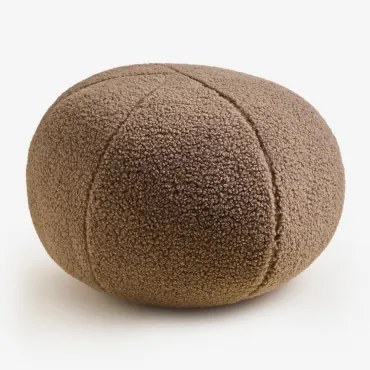Ronde Kussen Ø25 Cm In Schapenvacht Ikerne Chenille Bruin - Tarwe - Sklum