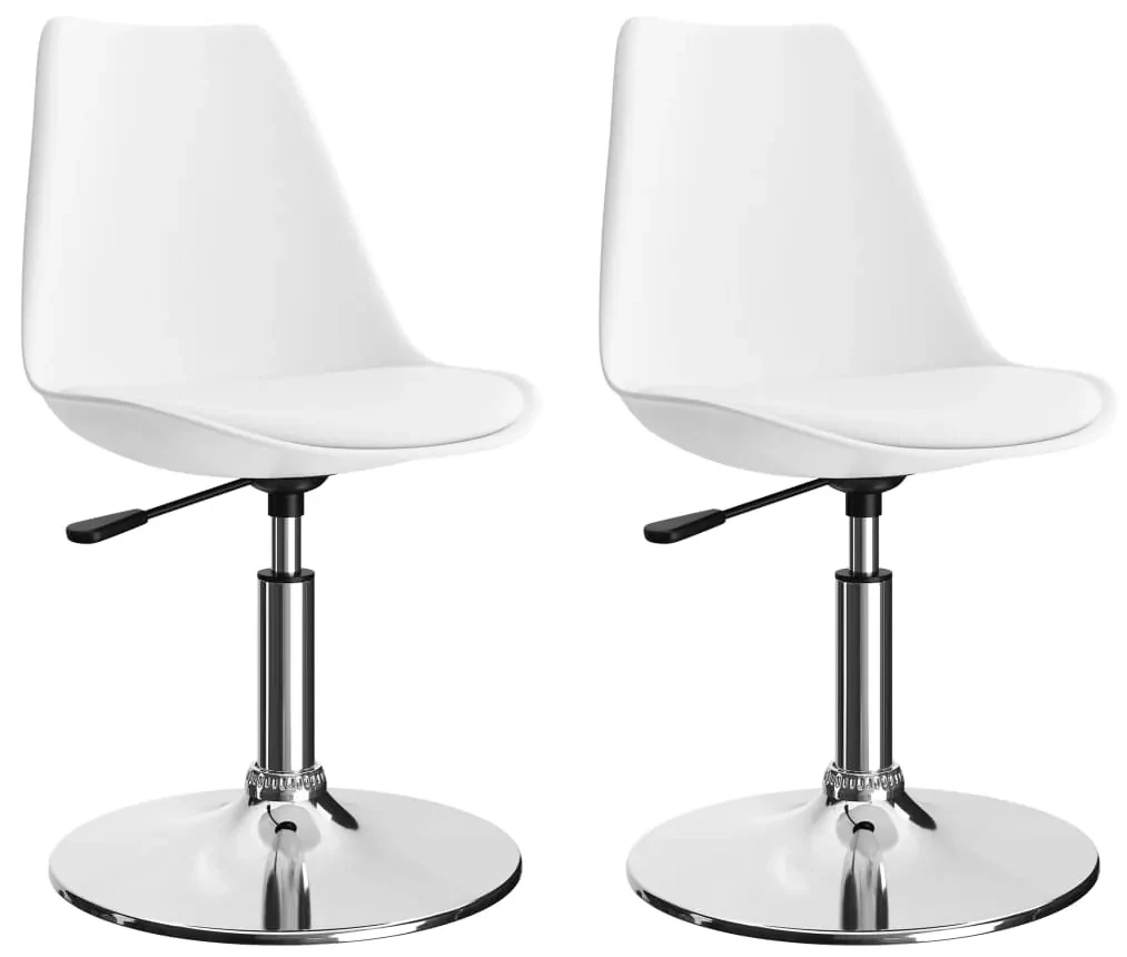 vidaXL Eetkamerstoelen 2 st draaibaar kunstleer wit