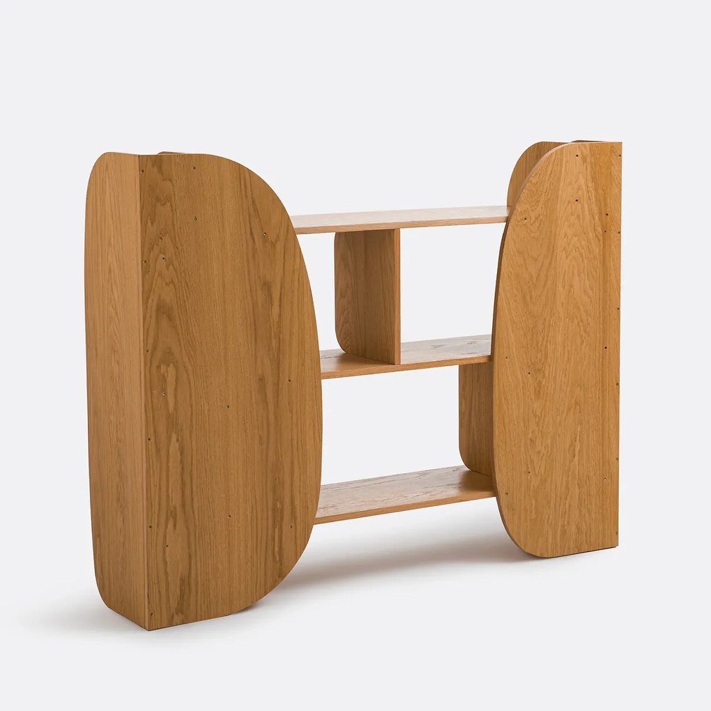 Lage boekenkast met 8 nissen, eikenfineer, Gorman