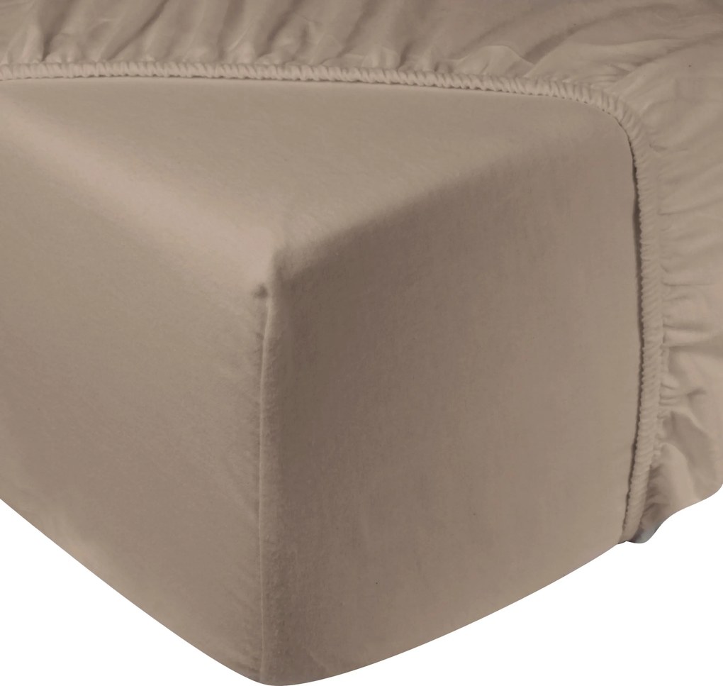 Hoeslaken flanel - 100% katoen - 140x200 - beige