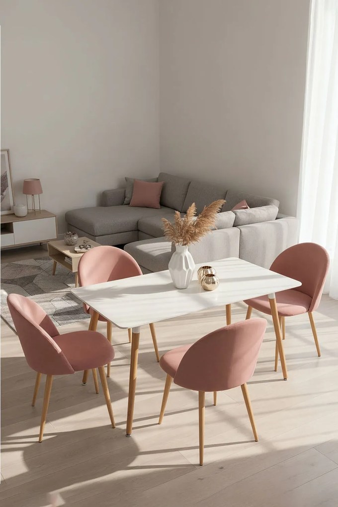 Set 4 Vint Fluwelen Stoelen