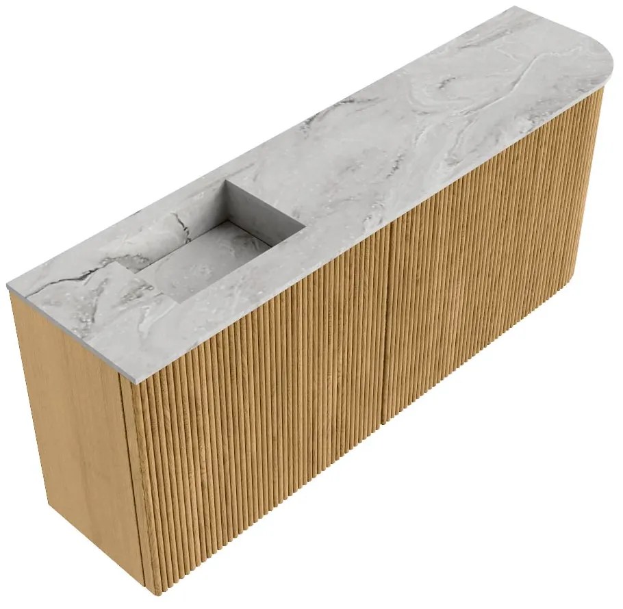 Mondiaz Joya DLux 100cm toiletmeubel ronding rechts oak met wastafel faye links zonder kraangat glace