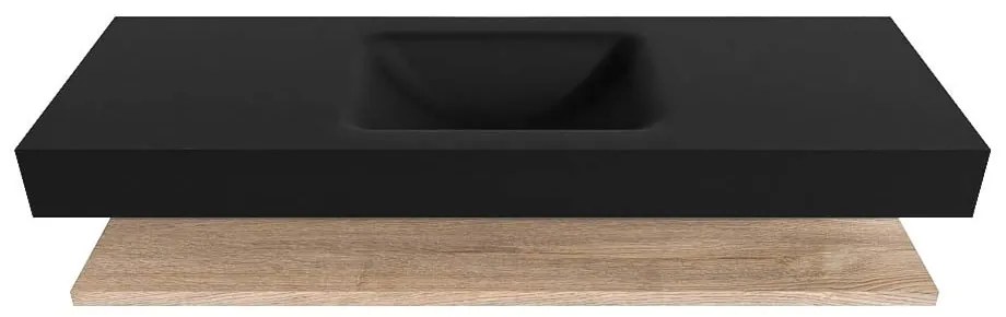 Zaro Alan badmeubel 140cm met planchet washed oak en vrijhangende wastafel cloud midden zonder kraangat urban