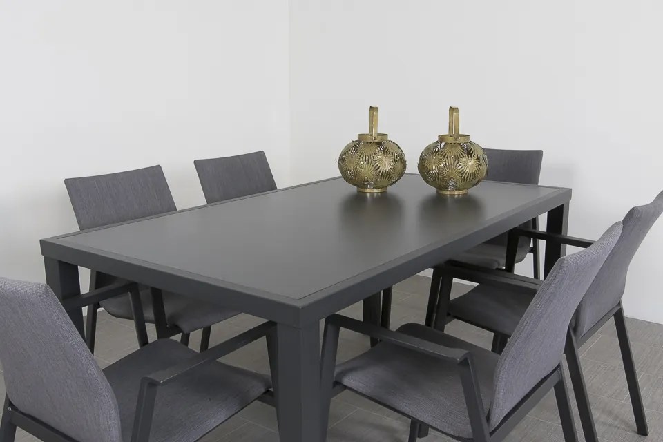 Lima/Alma 6-persoons stapelbare tuinset 160x90 cm. - Antraciet