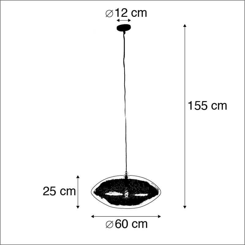 Oosterse hanglamp zwart met goud 60 cm - RadianceOosters E27 Binnenverlichting Lamp