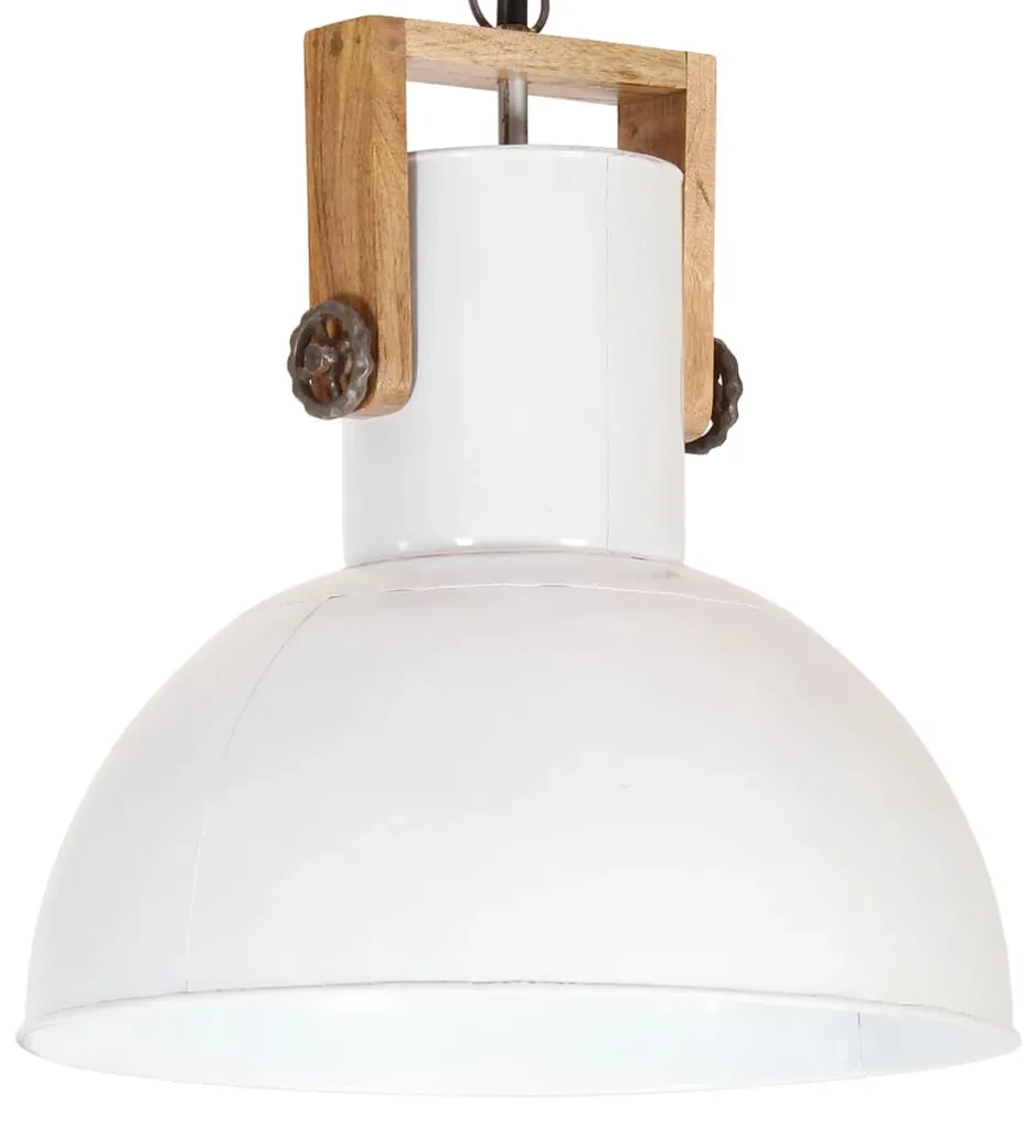 vidaXL Hanglamp industrieel rond 25 W E27 42 cm mangohout wit
