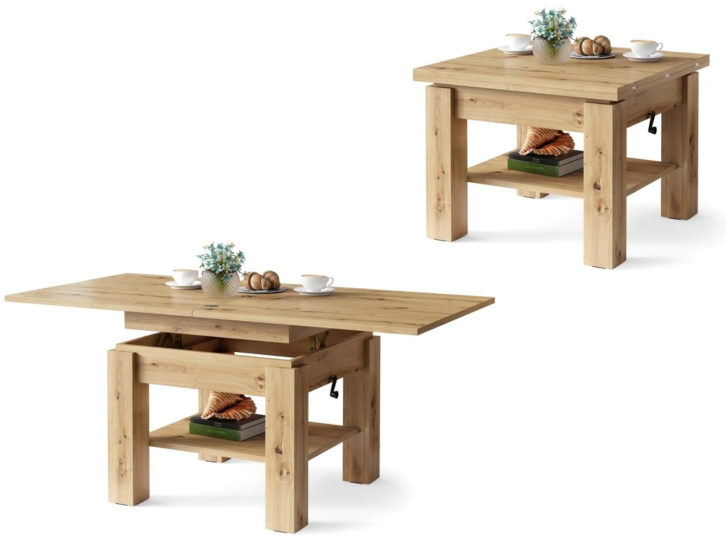 CLEO ARTISAN EIK, UITSCHUIFBARE SALONTAFEL
