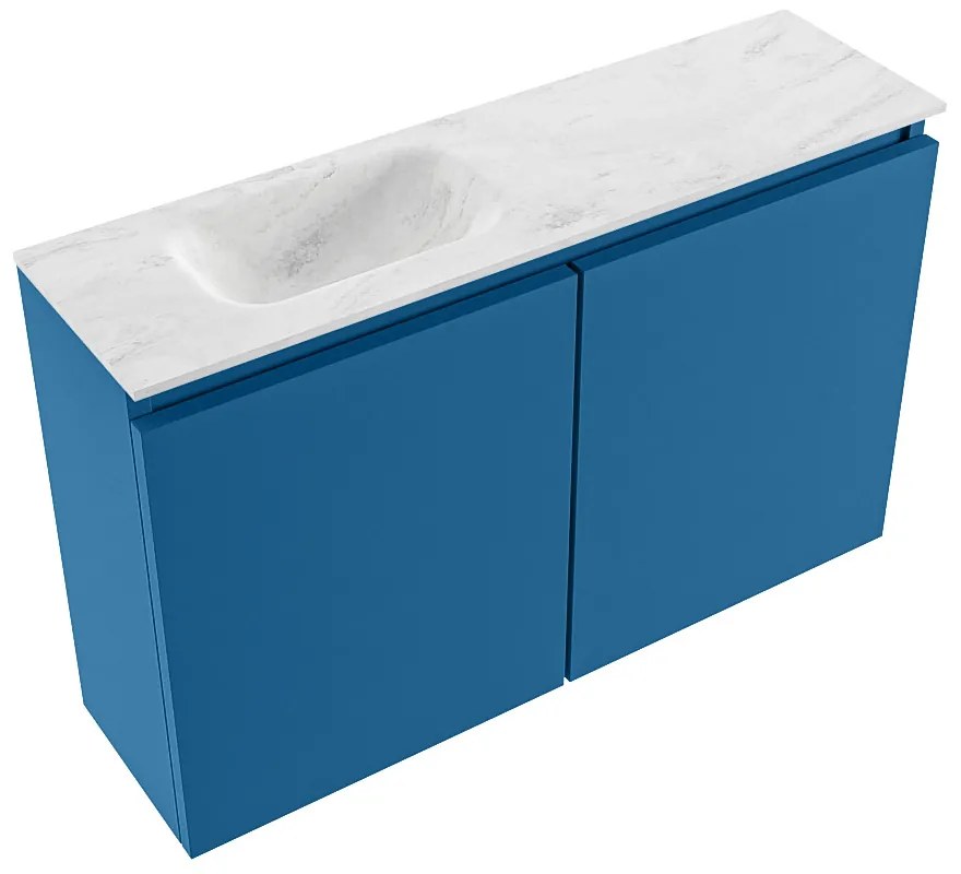 Mondiaz Ture DLux toiletmeubel 80cm jeans met wastafel opalo links zonder kraangat