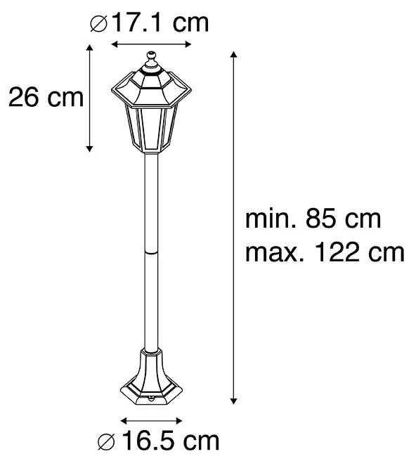 Buitenlamp met dimmer Smart lantaarn zwart 122 cm incl. Wifi ST64 - New Haven Klassiek / Antiek E27 IP44 Buitenverlichting