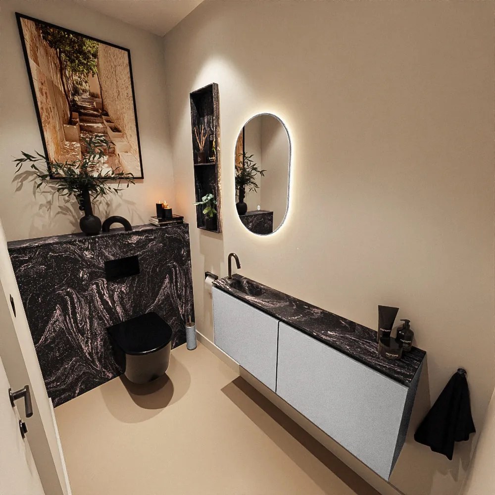 Mondiaz Ture DLux toiletmeubel 120cm plata met wastafel lava links met kraangat