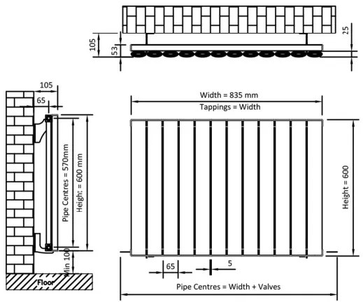 Eastbrook Sandhurst radiator 85x60cm aluminium 901W antraciet