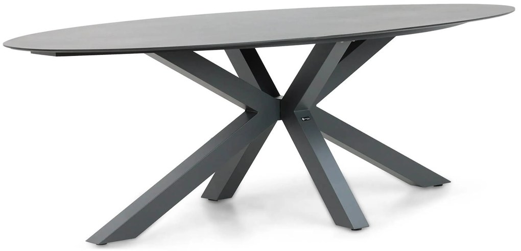 Tuinset 6 personen 240 cm Aluminium/wicker Grijs Coco Azzano/Ellisse