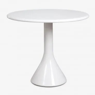 Melody Ronde Tuintafel, Ø90 Cm, Gemaakt Van Cement En Glasvezel Wit - Sklum