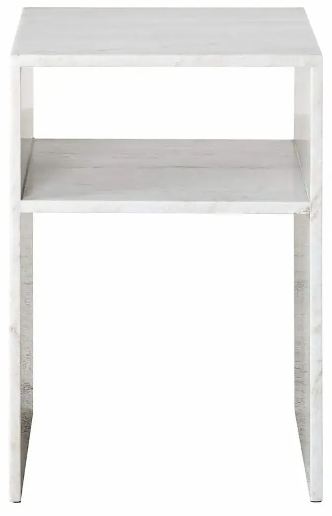 Richmond Interiors Moran Marmeren Nachtkastje Beige Wit - 35.5x35.5x51cm.