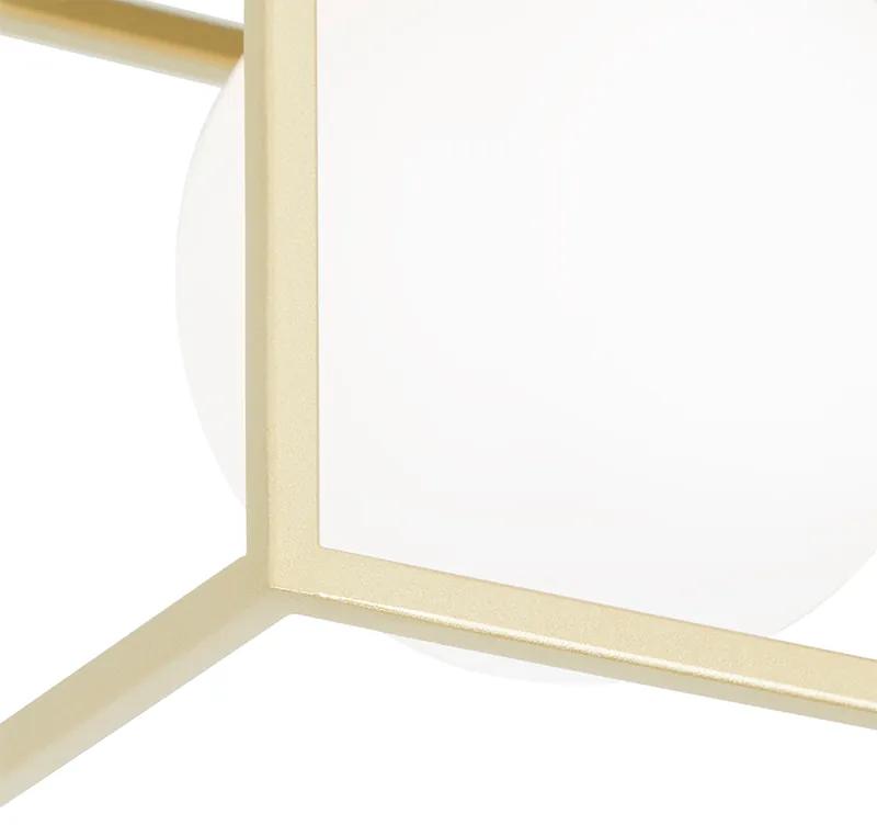 Design plafondlamp goud met wit glas 2-lichts - Aniek Design G9 Binnenverlichting Lamp