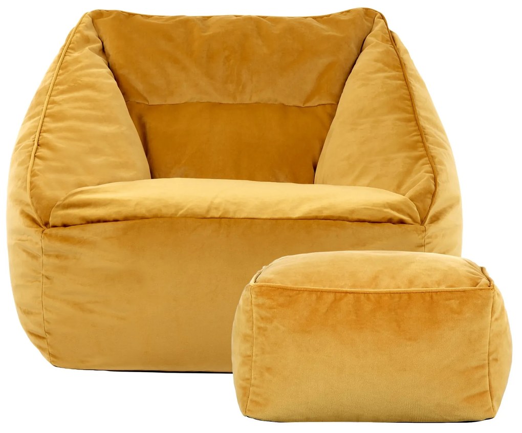Natalia Velvet Armchair Bean Bag + Footstool