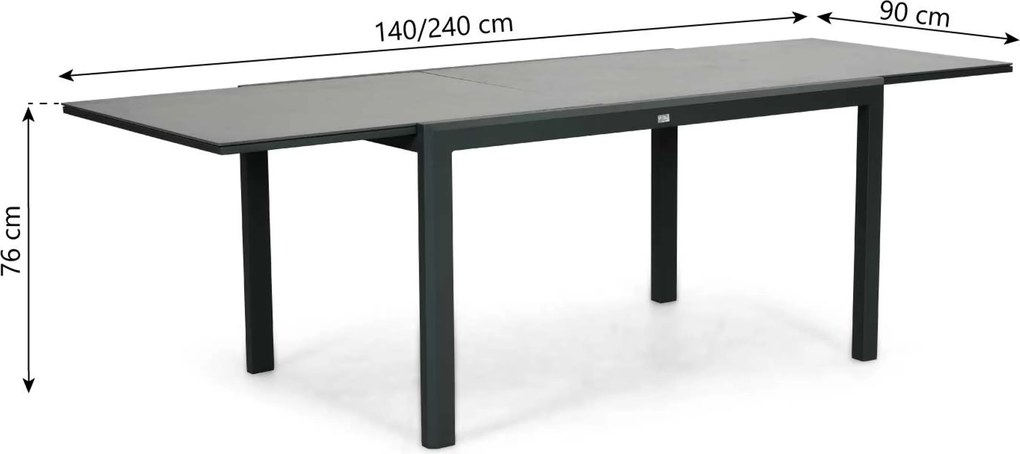 Dining Tuintafel rechthoekig uitschuifbaar 140/240x90 cm Grijs Montaro