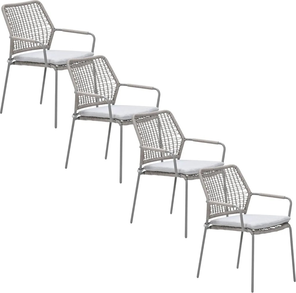 Garden Impressions Natas tuinstoel stapelbaar taupe - natural sand - 4 stuks