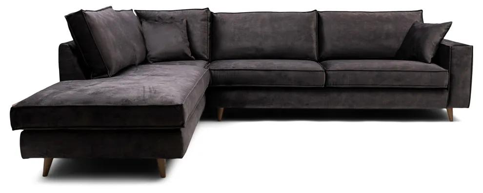 Rivièra Maison - Kendall Corner Sofa Left, velvet, grimaldi grey - Kleur: bruin