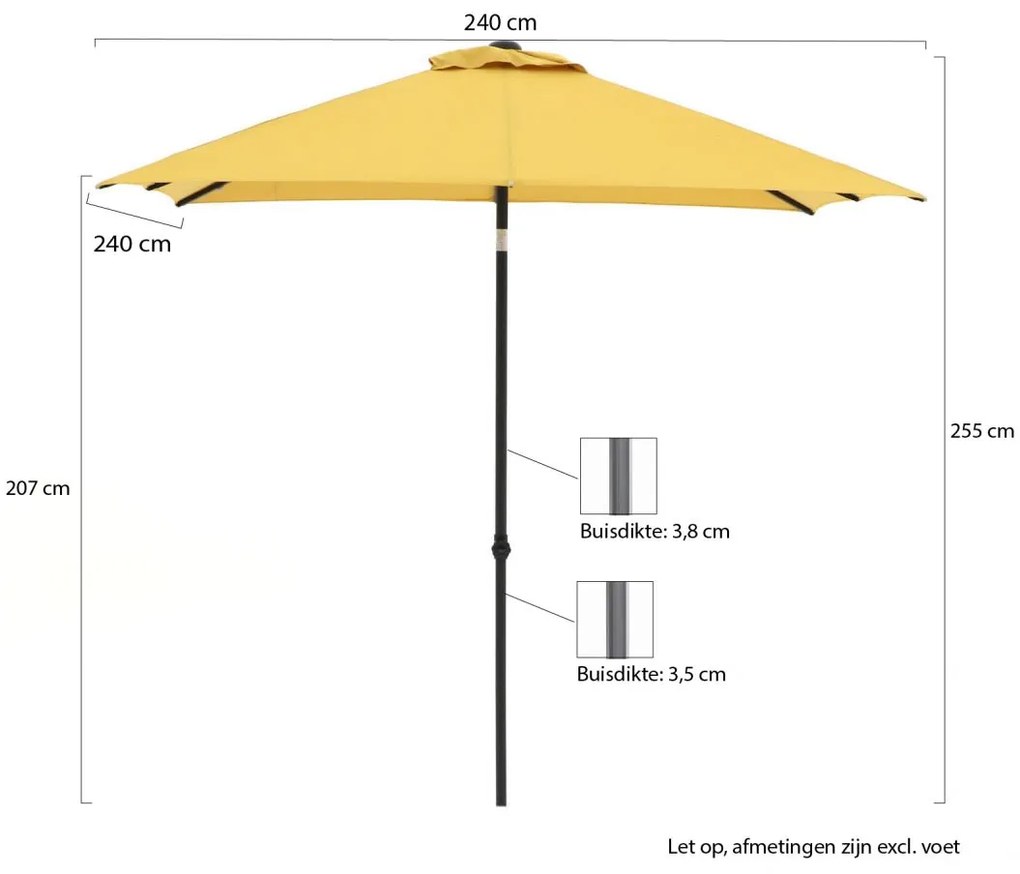 Shadowline Push-up parasol 240x240cm