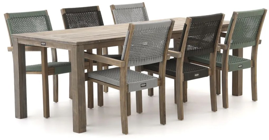 Diningset ROUGH  | 6 personen teakhout | Tuinset stapelbaar | 7-delig | Kees Smit Tuinmeubelen