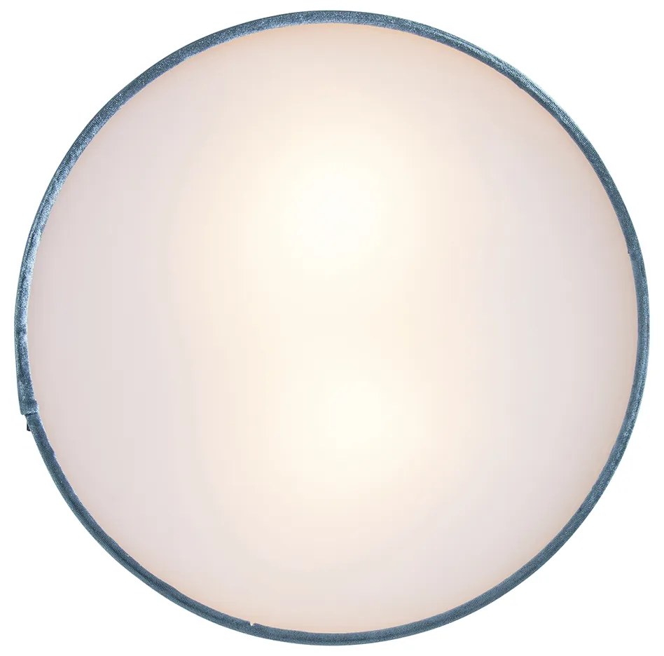 Moderne plafondlamp blauw 30 cm met gouden binnenkant - Drum