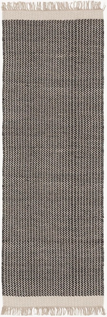 Handgeweven wollen loper Kim met franjes