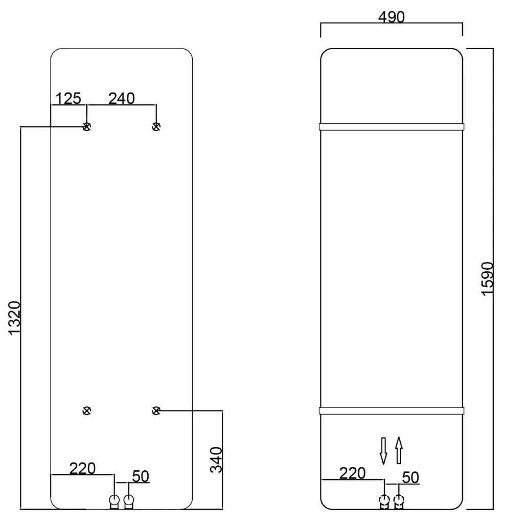 Sapho Tabella badkamerradiator 159x49cm 734W zwart mat