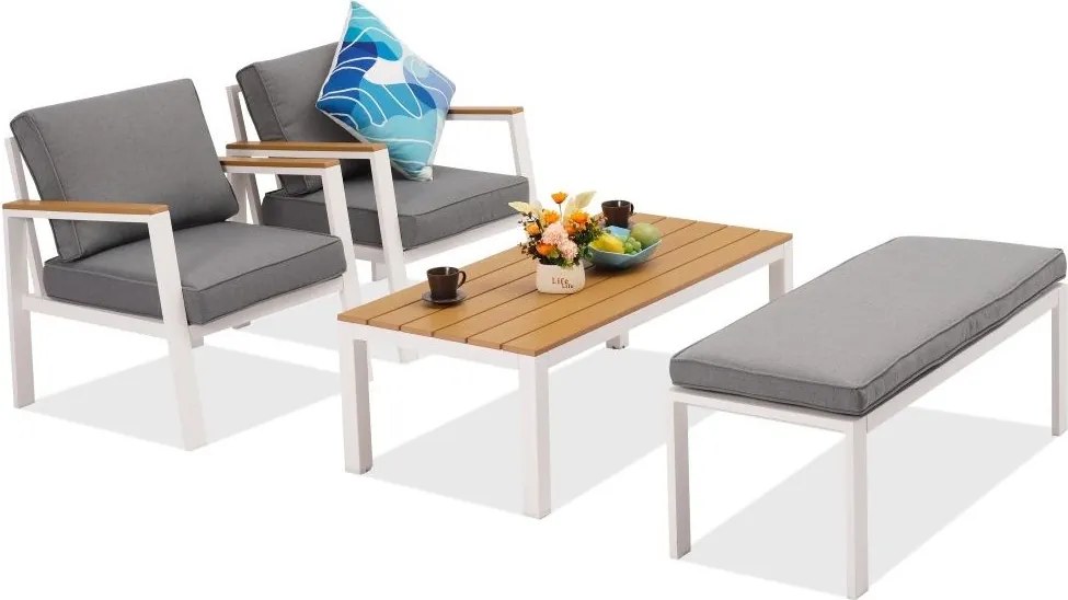 Zakintos Terrasmeubelset met bank wit Garden Point