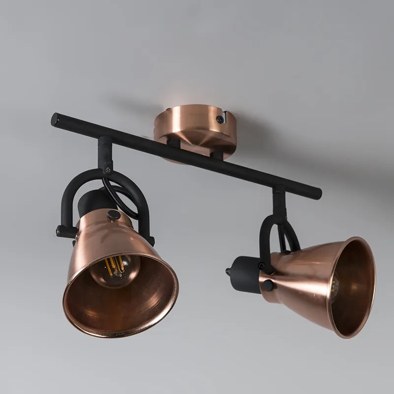Klassieke plafondspot koper 2-lichts kantelbaar - Jos