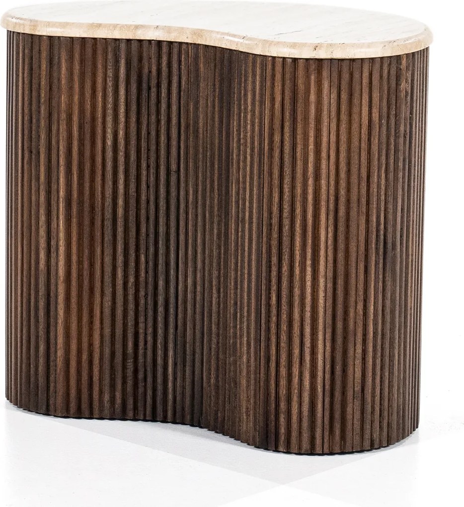 Bijzettafel Met Travertin Blad - 50 X 33cm.