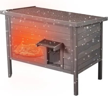 VEVOR Buitenkattenhuis, Weerbestendig, Wilde Kattenhuis voor Meerdere Katten, Houten Buitenkatten-/Konijnenhuis met Schuimisolatie rondom, Open Dak, PVC Deurkleppen, 86 cm L x 56 cm B x 69 cm H