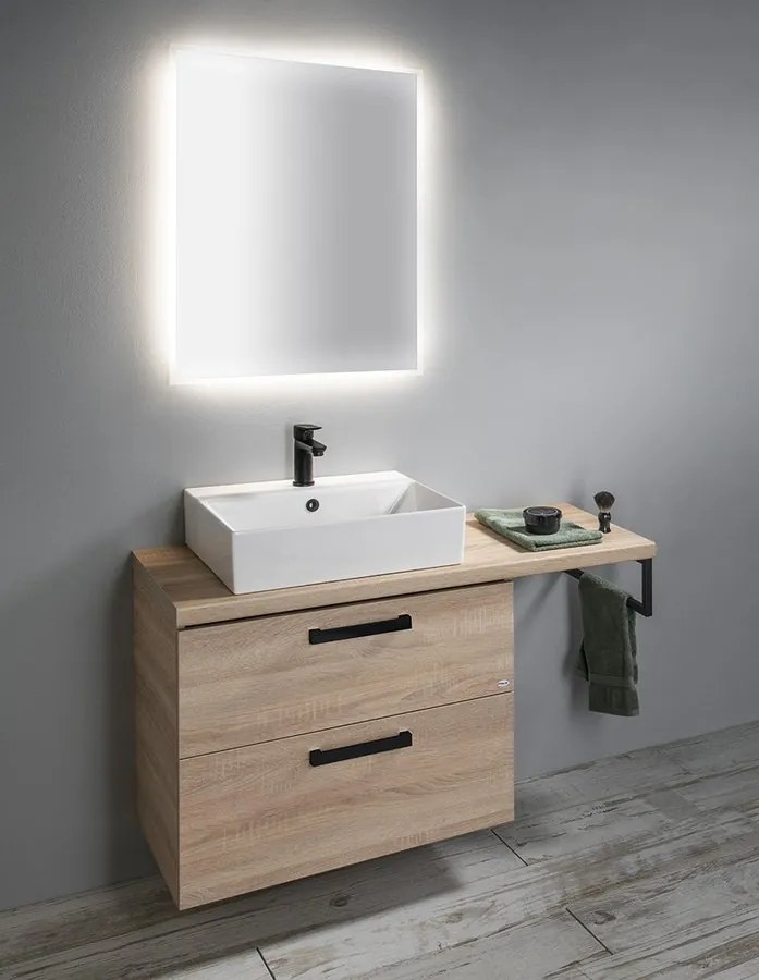Aqualine Vega steunbeugel 44x15cm zwart mat