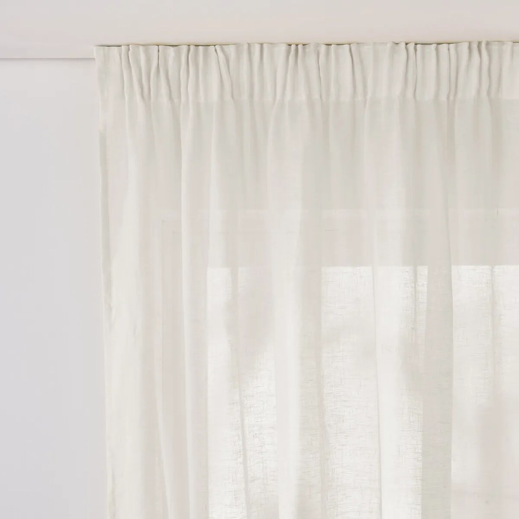 Linnen glasgordijn met gerimpelde bies en golf, ONEGA