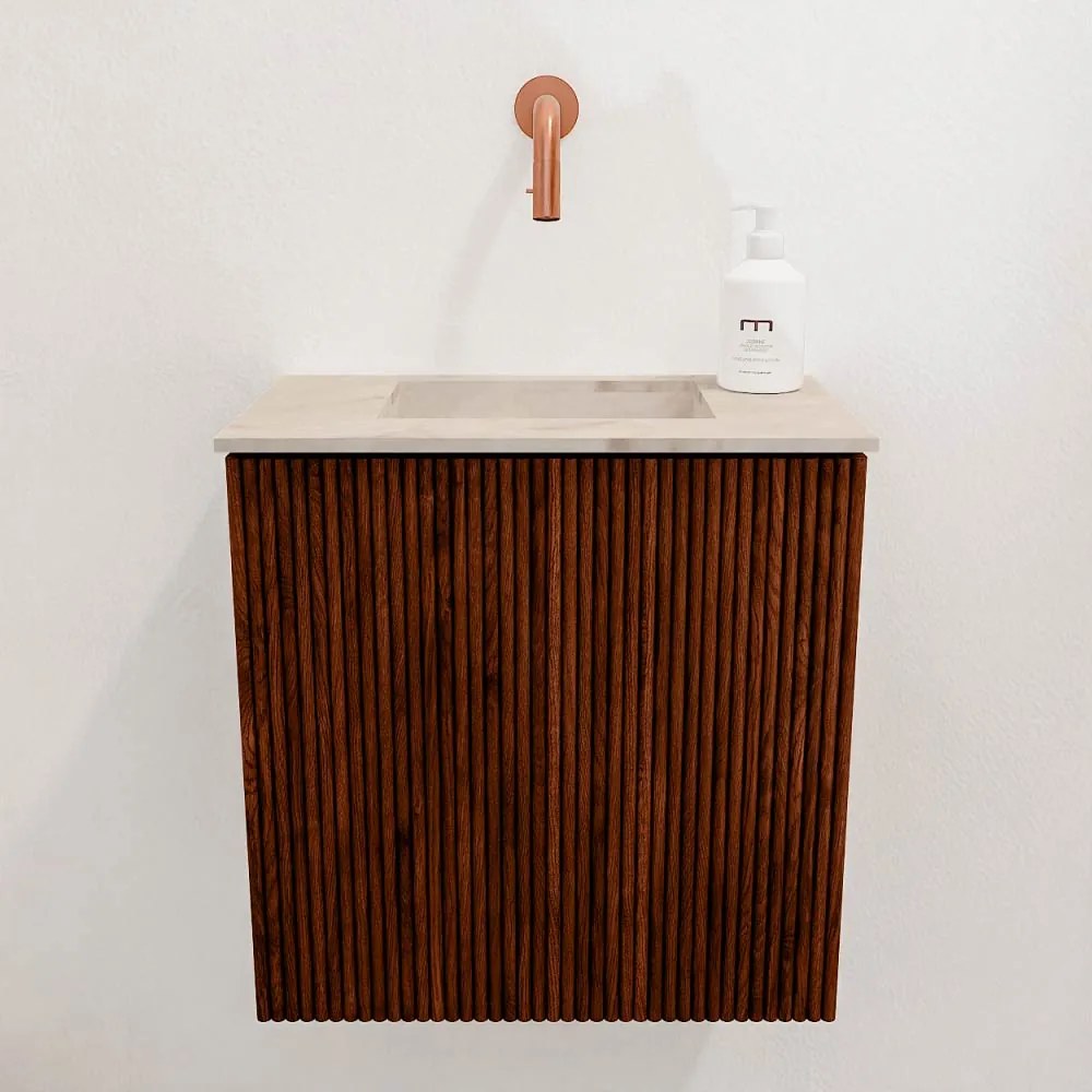 Mondiaz Joya DLux 40cm toiletmeubel ruby met wastafel faye midden zonder kraangat frappe