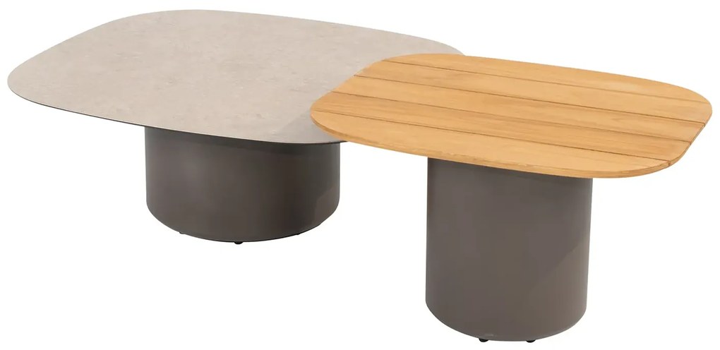 Taste by 4 Seasons Demi set van 2 salontafels terre 50 x 60 en 70 x 80 cm Loungetafel bruin weerbestendig