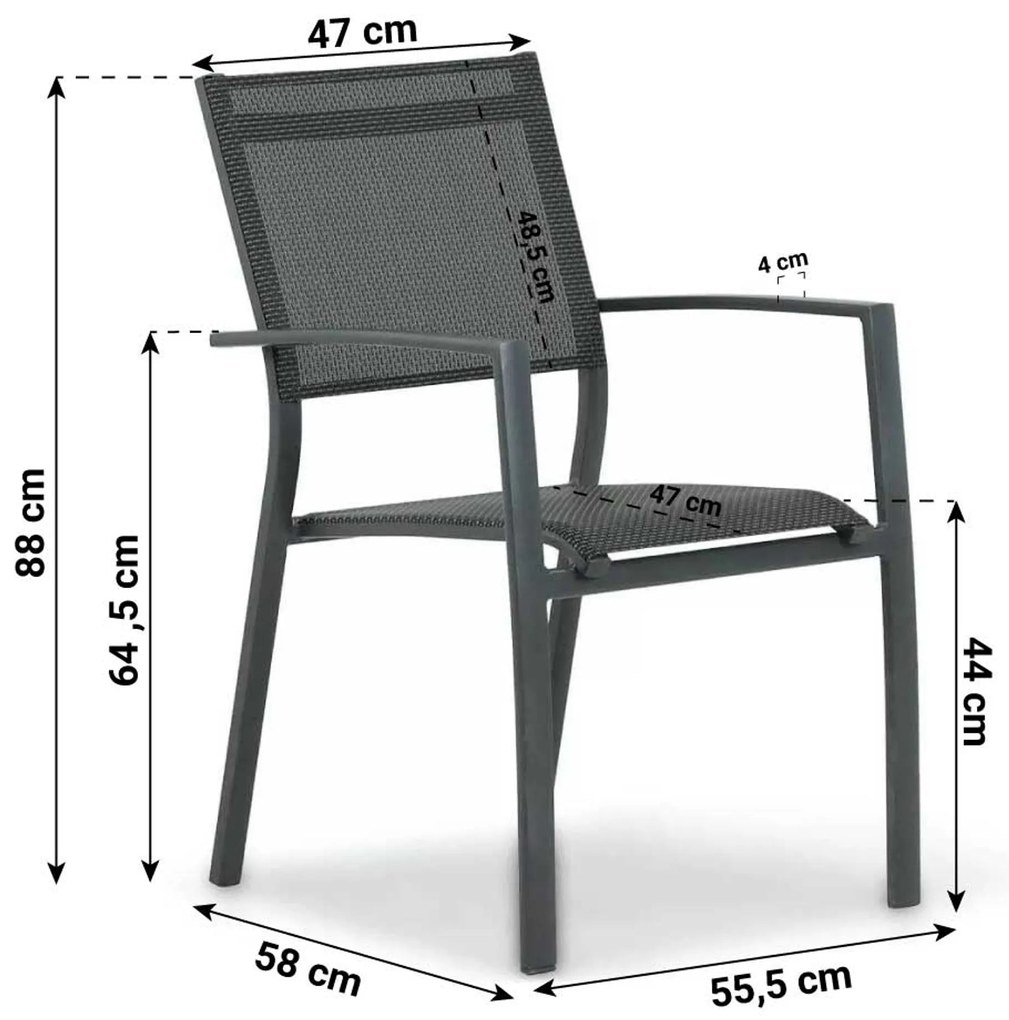 Tuinset 4 personen 100 cm Aluminium/textileen Grijs Lifestyle Garden Furniture Sella/Borello