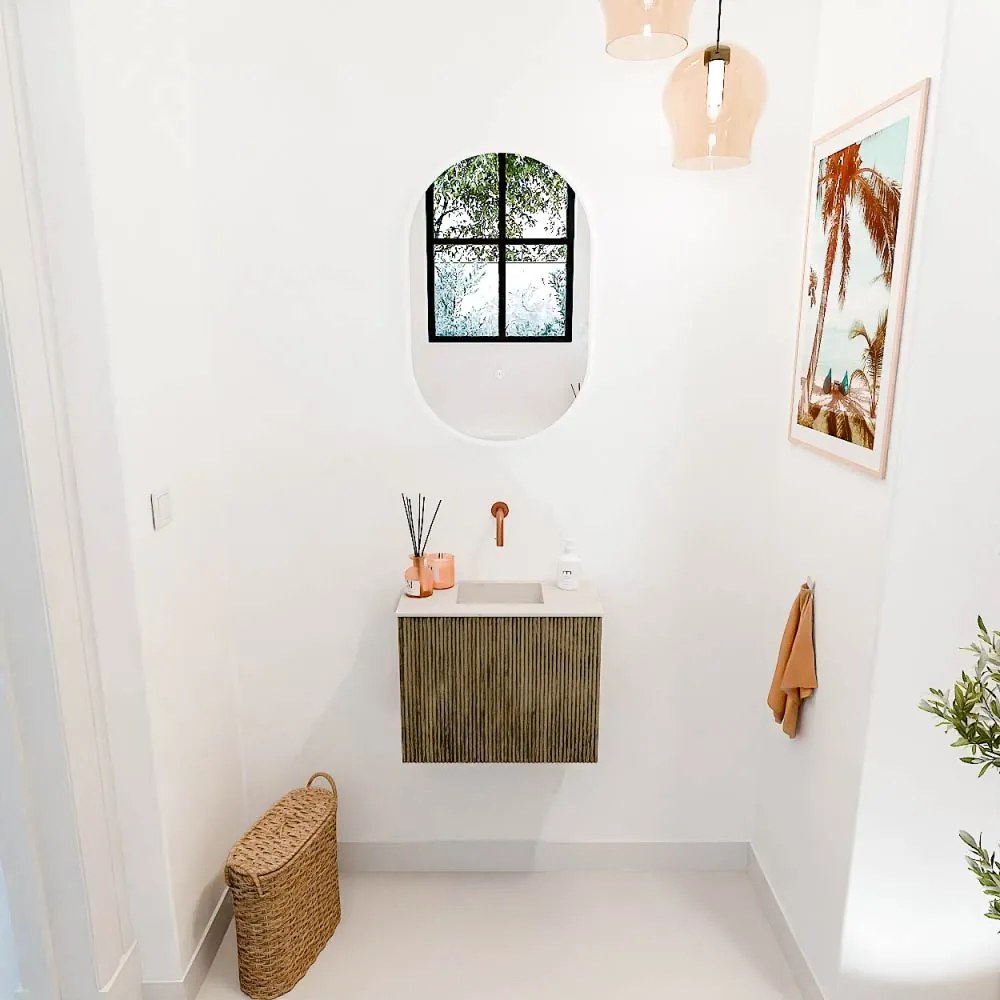 Mondiaz Joya DLux 50cm toiletmeubel dusk met wastafel faye midden zonder kraangat meli