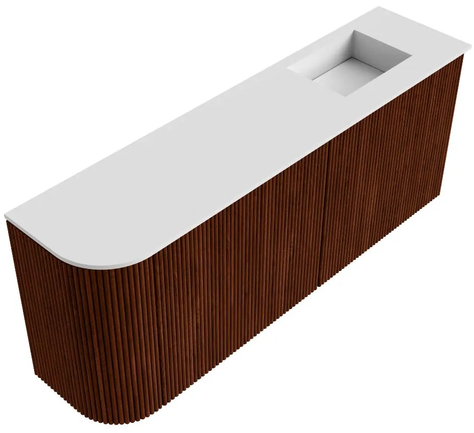 Mondiaz Joya 100cm toiletmeubel ronding links ruby met wastafel faye rechts zonder kraangat talc