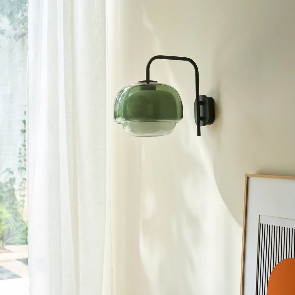 Wandlamp in gekleurd glas en metaal, Kinoko