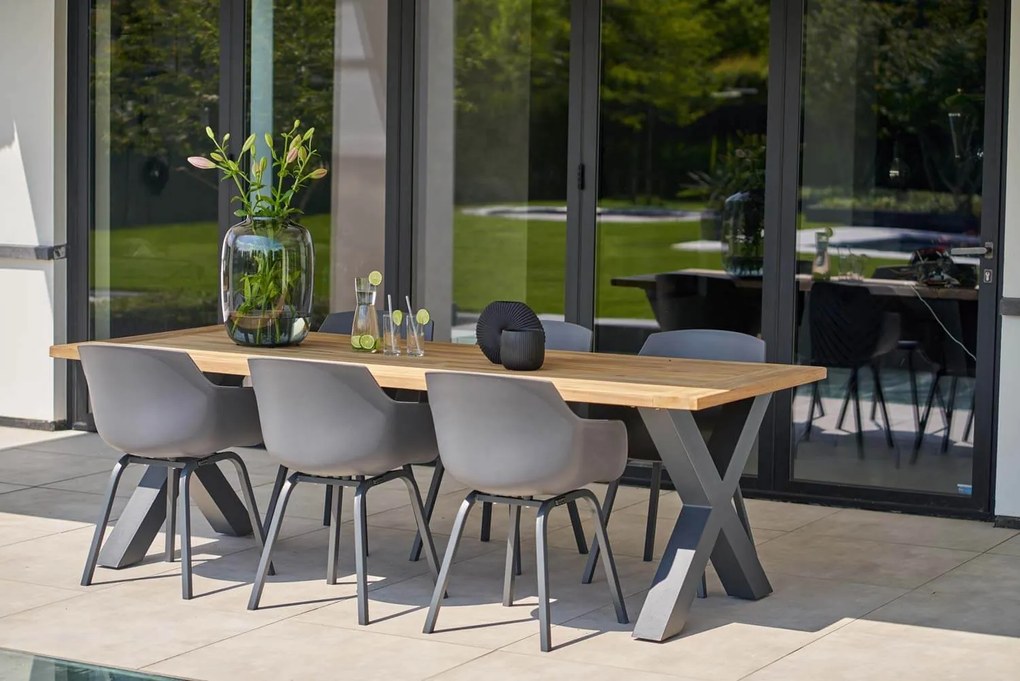 Tuinset Ronde Tuintafel 150 cm Kunststof Grijs 6 personen Lifestyle Garden Furniture Salina/Livorno