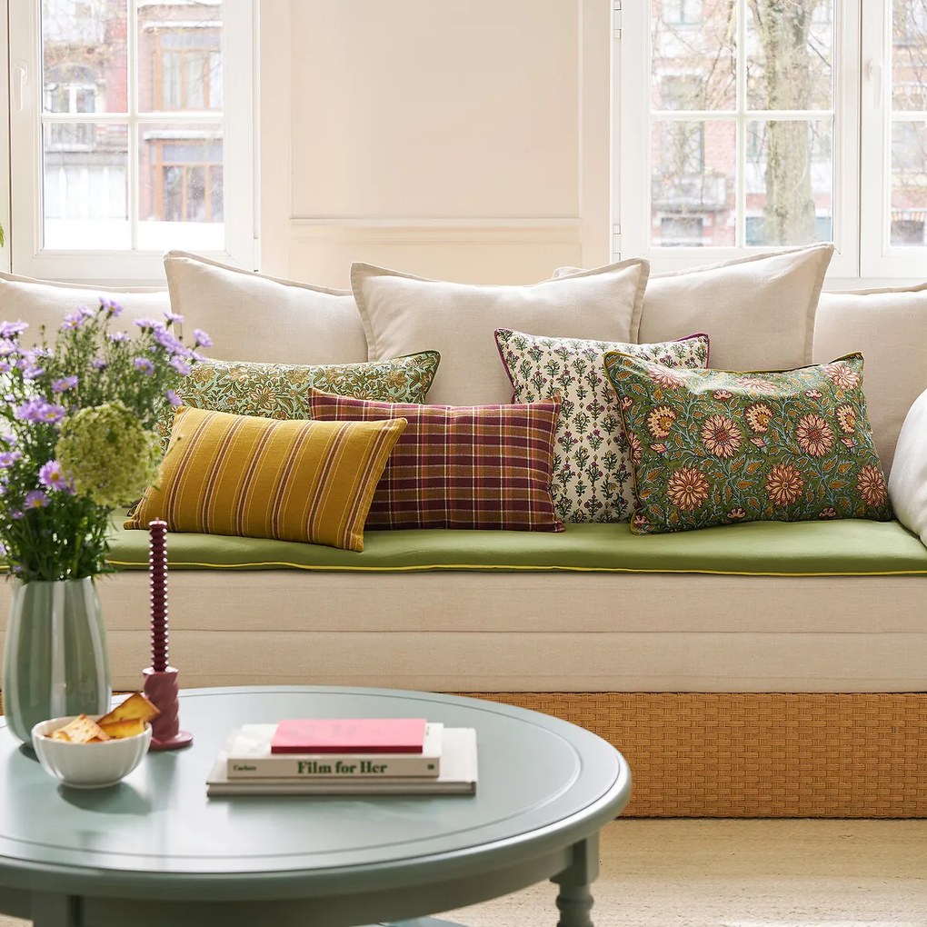 Rechthoekige kussenhoes, gestreept katoen, OSWALD