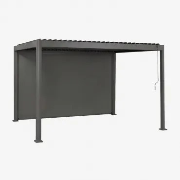 Bioclimatische Aluminium Pergola Met Lamellen En Zijscherm Druvia Grijs – Grafiet & Pergola Van 3x4 M Met 1 Zonnescherm Van 4 M - Sklum