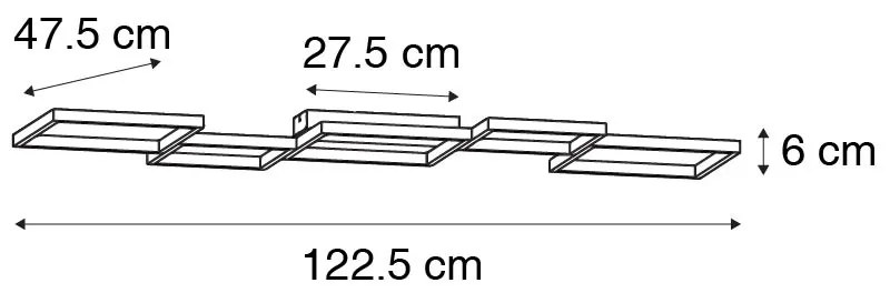 Plafondlamp goud incl. LED 3 staps dimbaar 5-lichts - Lejo