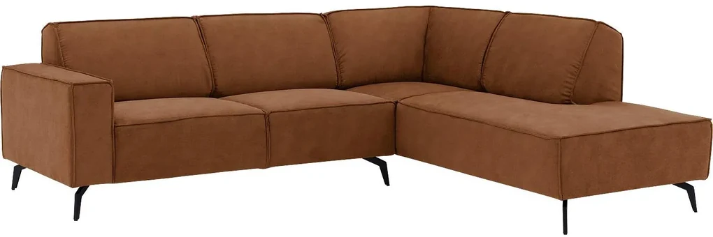 Goossens Hoekbank Hercules bruin, microvezel, 2,5-zits, modern design met ligelement rechts