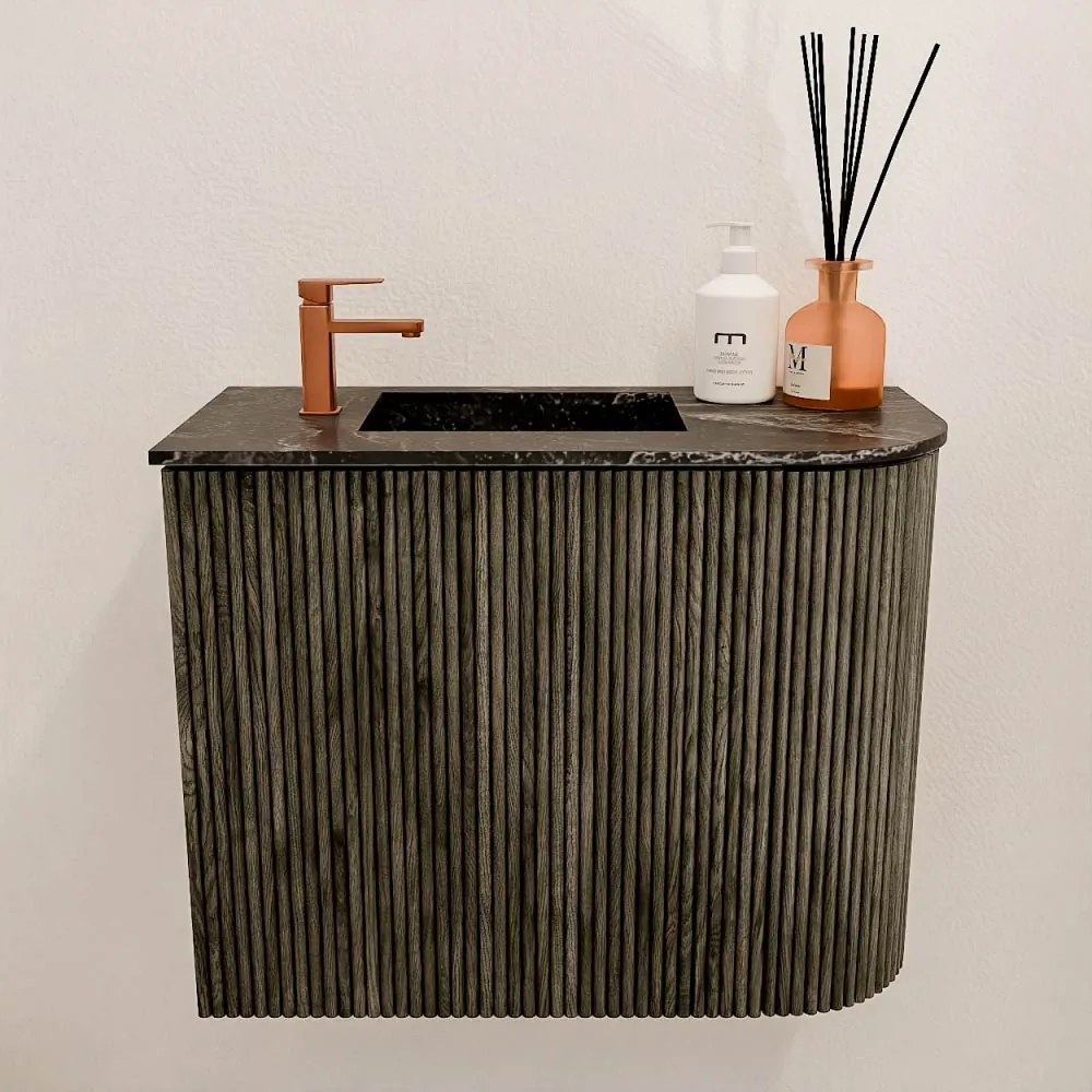 Mondiaz Joya DLux 50cm toiletmeubel ronding rechts shadow met wastafel faye links 1 kraangat lava
