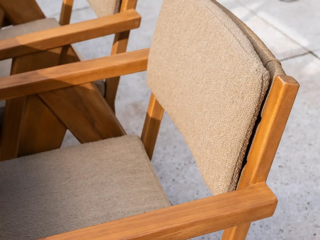 4 Seasons Outdoor Mats tuinset teak met Hampton tuintafel 240 cm Tuinset beige weerbestendig