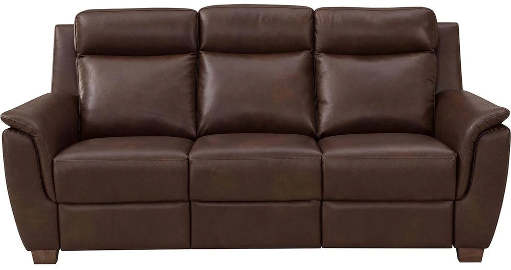 Goossens Excellent Bank Vlore bruin, leer, 3-zits, stijlvol landelijk