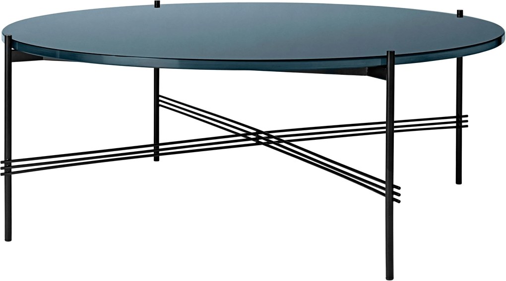 Gubi TS Table Glass salontafel 105cm zwart onderstel blauwgrijs